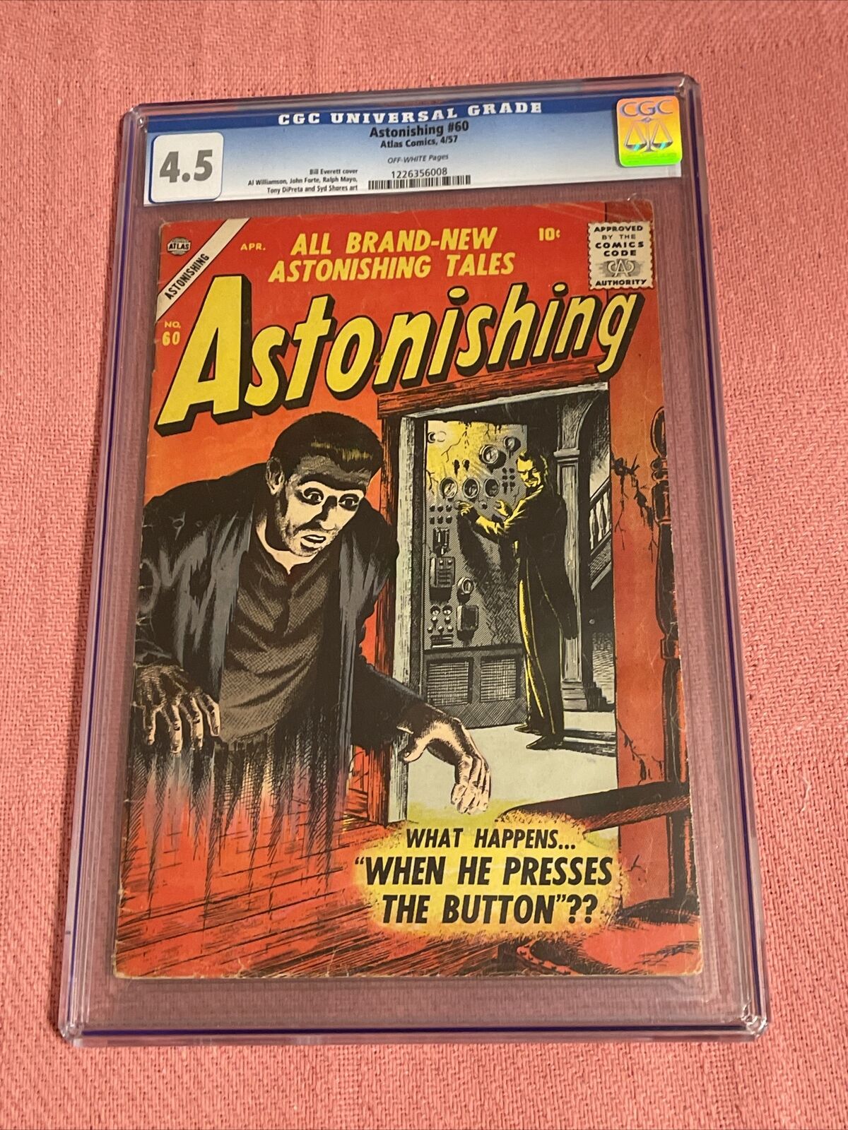 Astonishing #60 CGC 4.5 Off-white Pages, Bill Everett Cover, Atlas 1957