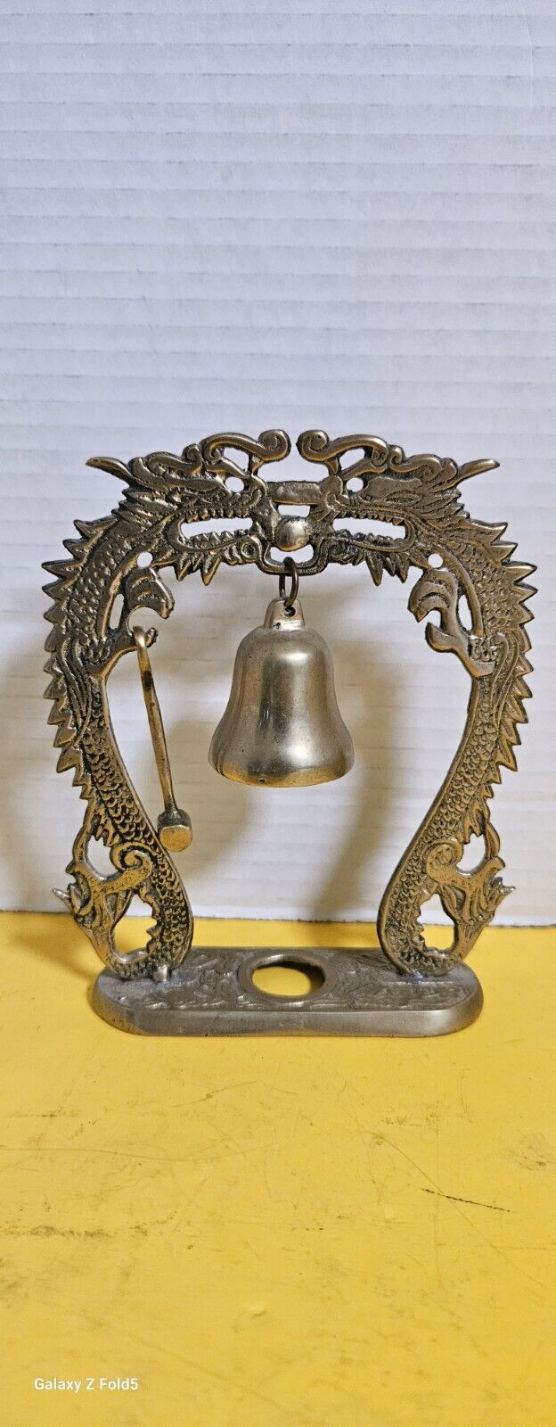 Vintage Brass Dragon Temple Bell Stand With Bong Hammer. Excellent Vintage...