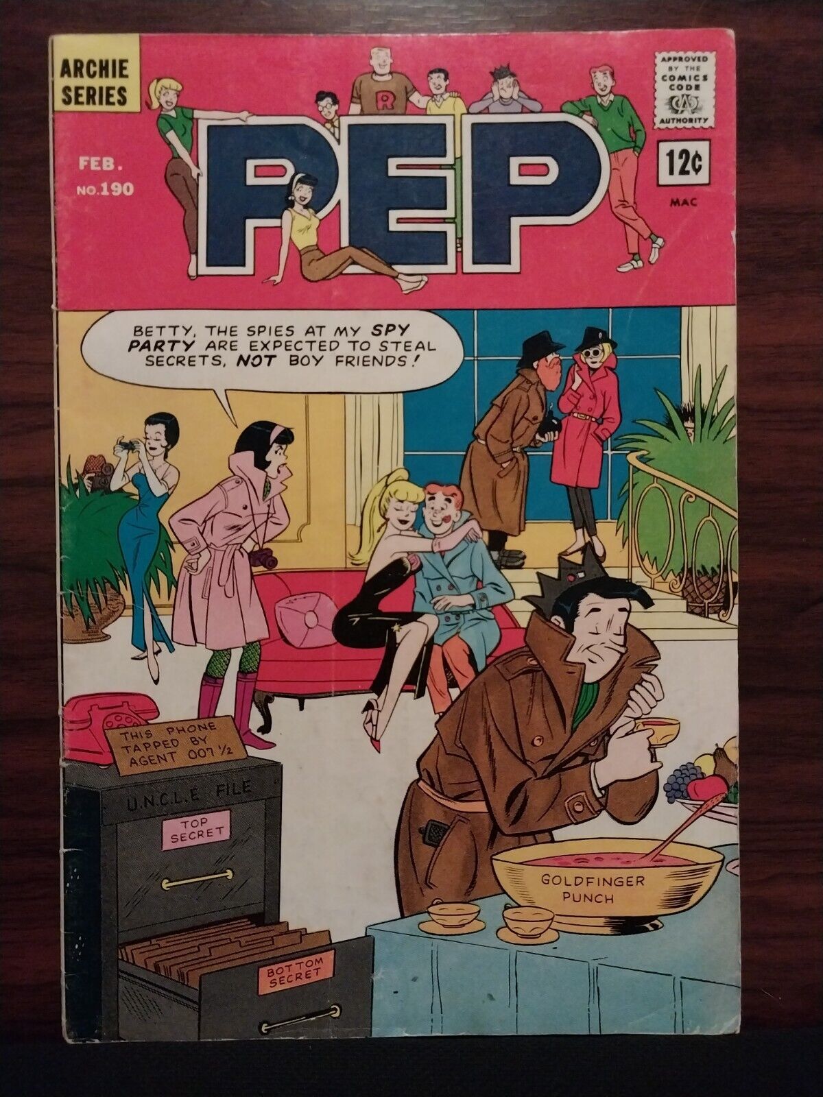Pep Comics #190 1966- Archie- Betty & Veronica-spy party cover-VF/F