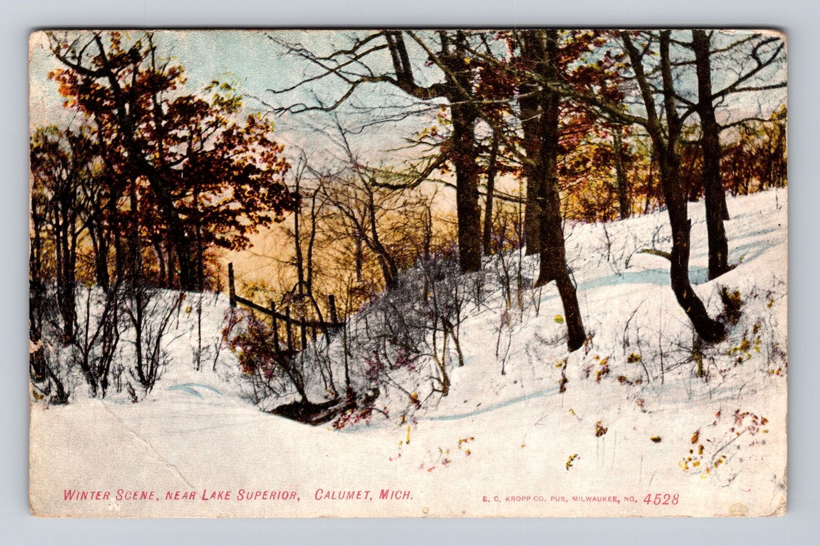 Calumet MI-Michigan, Winter Scene Near Lake Superior, Vintage Souvenir Postcard