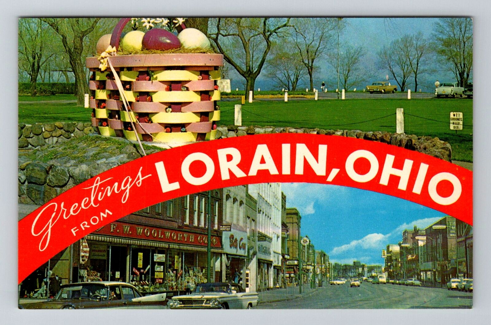 Lorain OH-Ohio, Banner Greeting, Lake View Park, Vintage Postcard