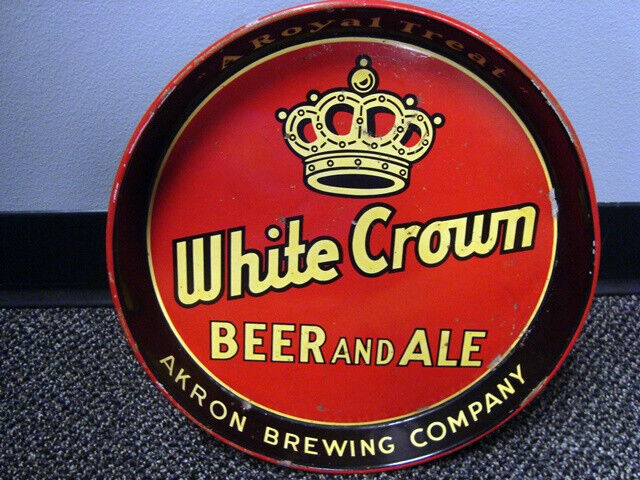 Circa 1940s White Crown Beer Tray, Akron Brewing, Ohio