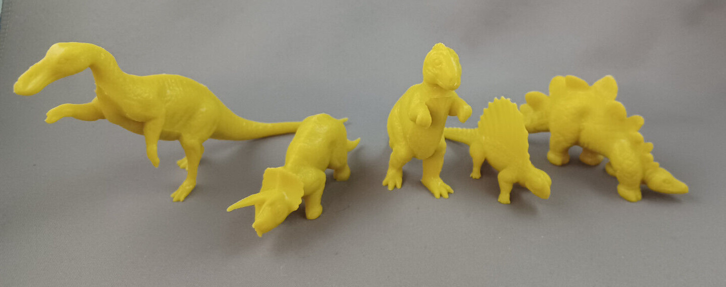 Marx Revised Vintage Dinosaur 1970s Yellow Plastic Prehistoric Playset Lot of 5