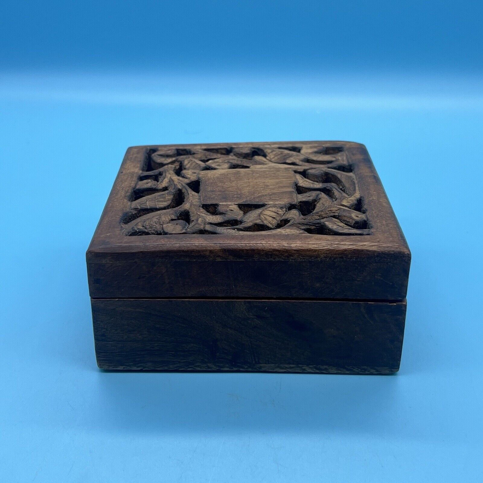 Vintage Hand Carved Wood Box