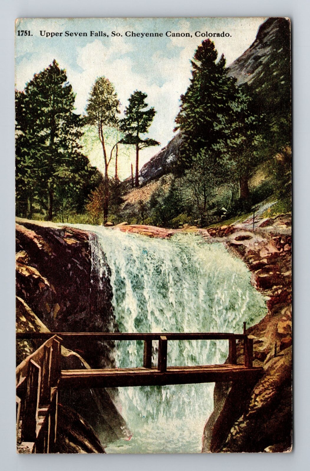 South Cheyenne Canon CO-Colorado, Seven Falls, Antique Vintage Souvenir Postcard