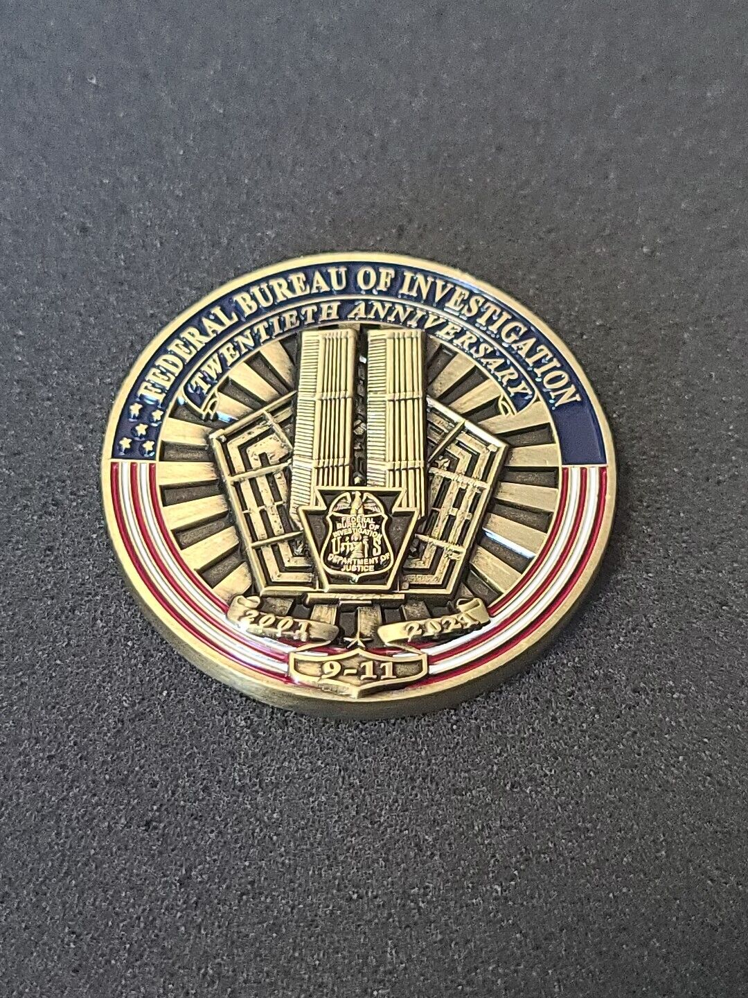 *FBI* 9/11 - 20th Year Anniversary Challenge Coin. DOJ. Twin Towers. 2001-2021