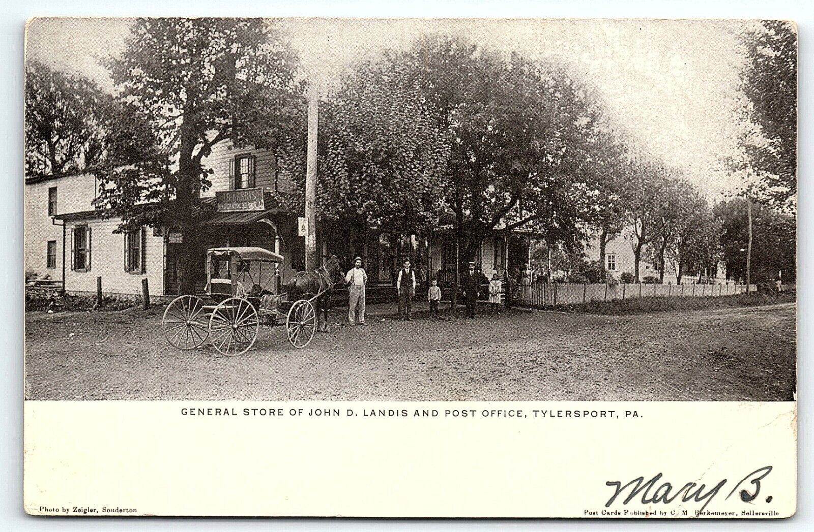 1907 TYLERSPORT PA GENERAL STORE OF JOHN D LANDIS & POST OFFICE POSTCARD P4513