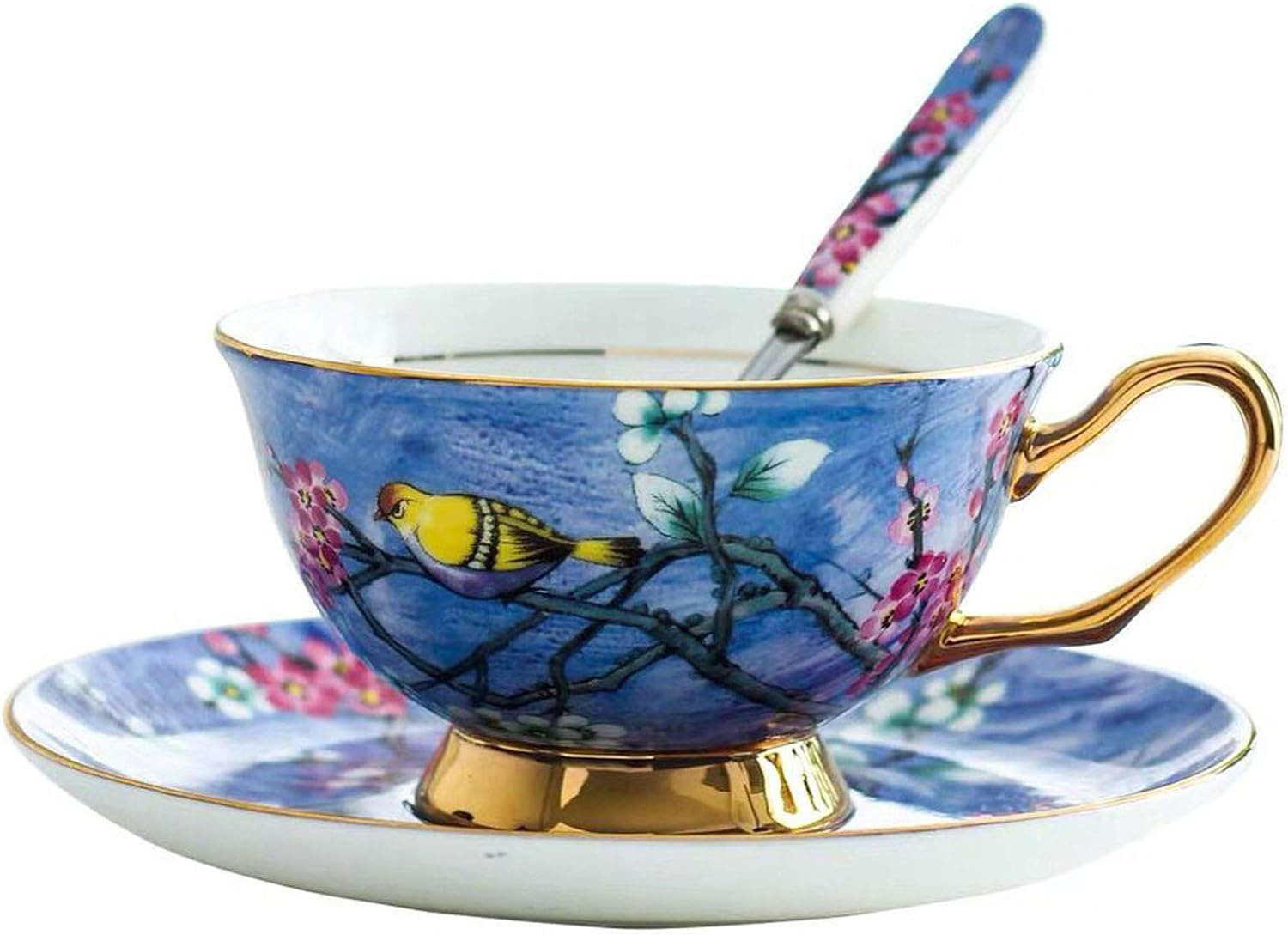 YBK Tech Euro Style Cup& Saucer Set Art Bone China Ceramic Tea Coffee Cup for