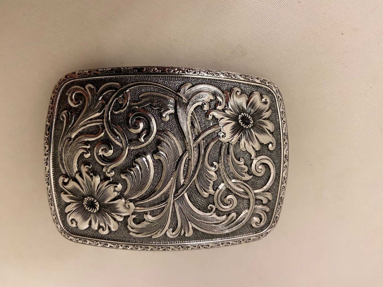 Gist Floral Paisley Western Vintage Belt Buckle. Solid Bronze.