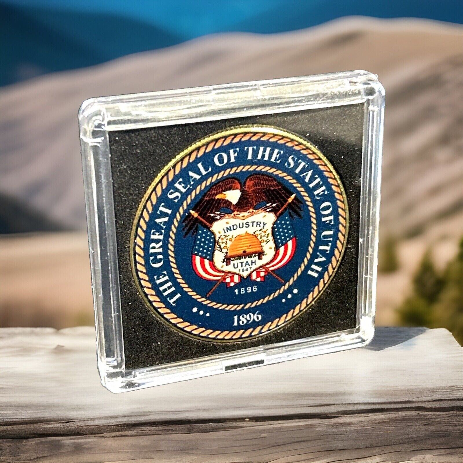 UTAH State Seal Challenge Coin Colorized USA CASE IS INCLUDED BRAND NEW