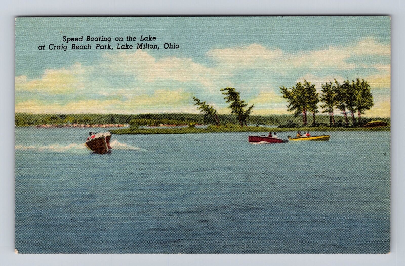 Lake Milton OH-Ohio, Speed Boating On The Lake, Antique, Vintage Postcard