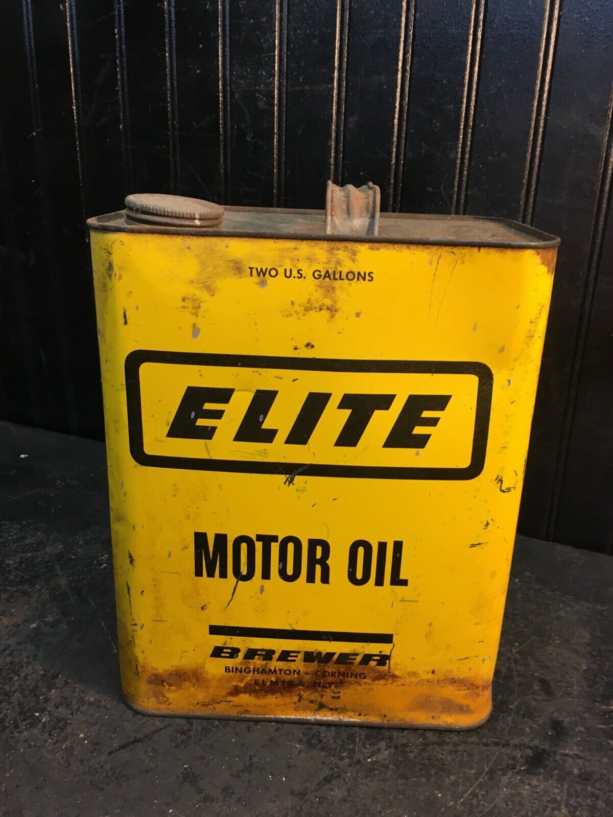 Vintage Elite Motor Oil 2 Gallon Empty Can 