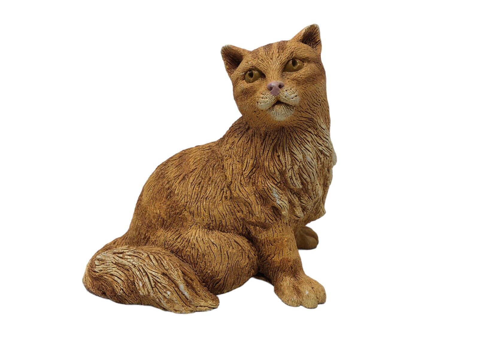 Vintage Marty Sculpture Co. Sitting Tabby Cat Orange Stoneware Pet Figurine