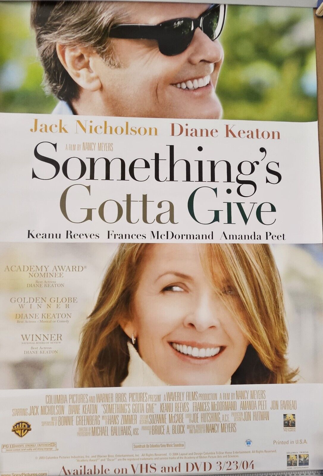Jack  Nicholson and Diane Keaton in Something's Gotta Give 27 x 40 DVD  poster