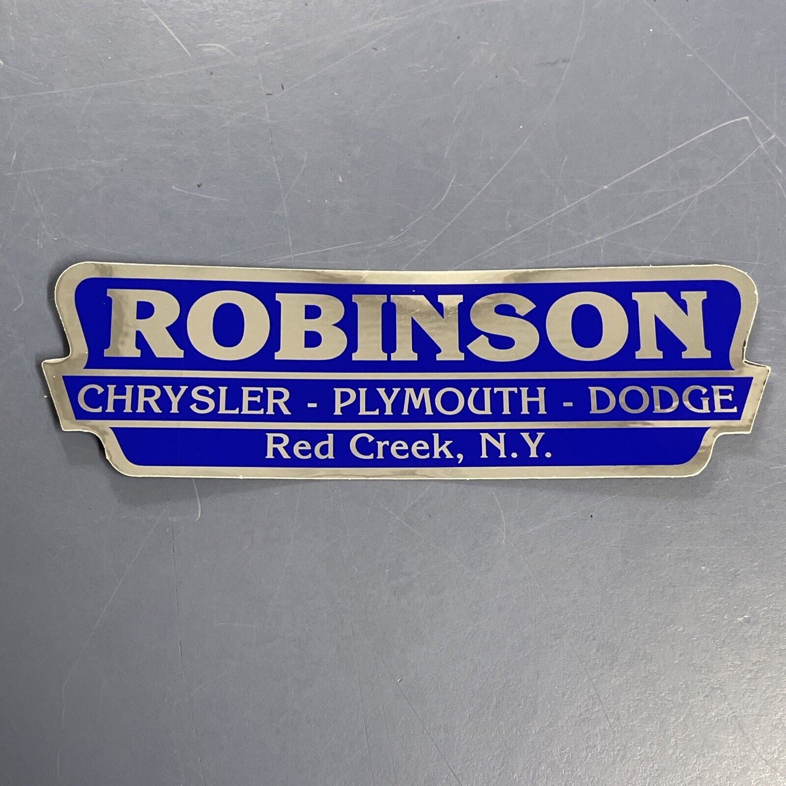 Vintage NOS Chrysler Plymouth Dodge Dealership Sticker Blue And Chrome New York