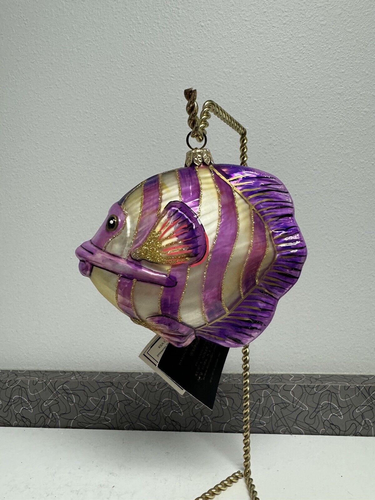 Polonaise Purple Large Tropical Clown Fish Glass Ornament
