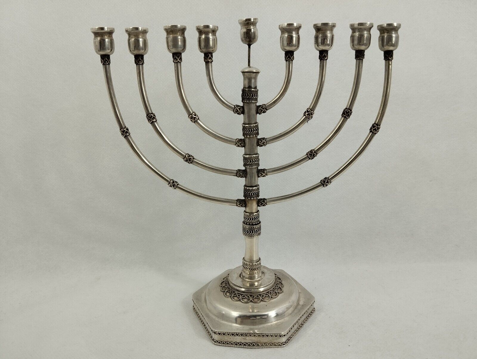 Judaica Sterling Silver Small Beautiful Hanukkah Menorah