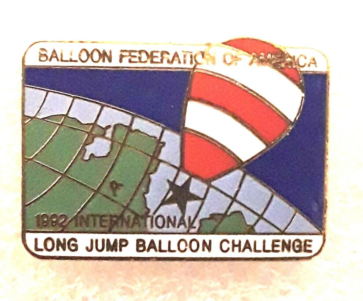 1992 INTERNATIONAL LONG JUMP Hot Air BALLOON CHALLENGE BFA Hat Lapel Pin EUC