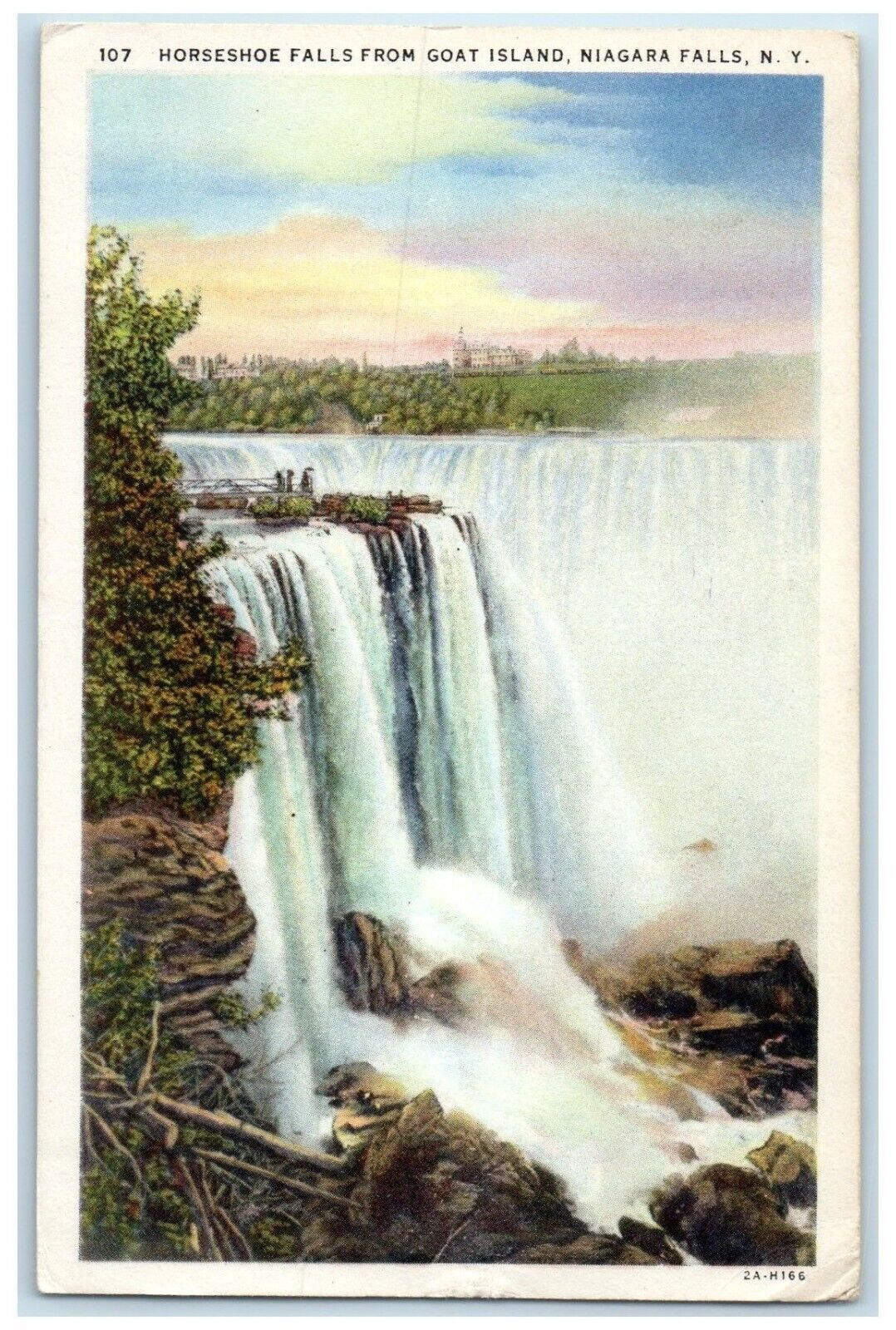 1934 Horseshoe Falls From Goat Island Niagara Falls NY USS Heron Posted Postcard