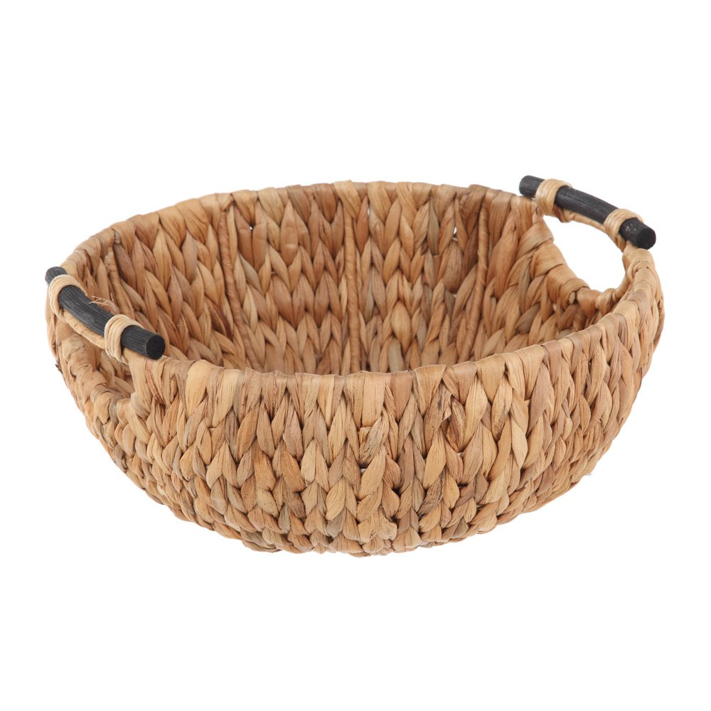 New！Mainstays Natural Woven Water Hyacinth Decorative Bowl with Wooden Handles