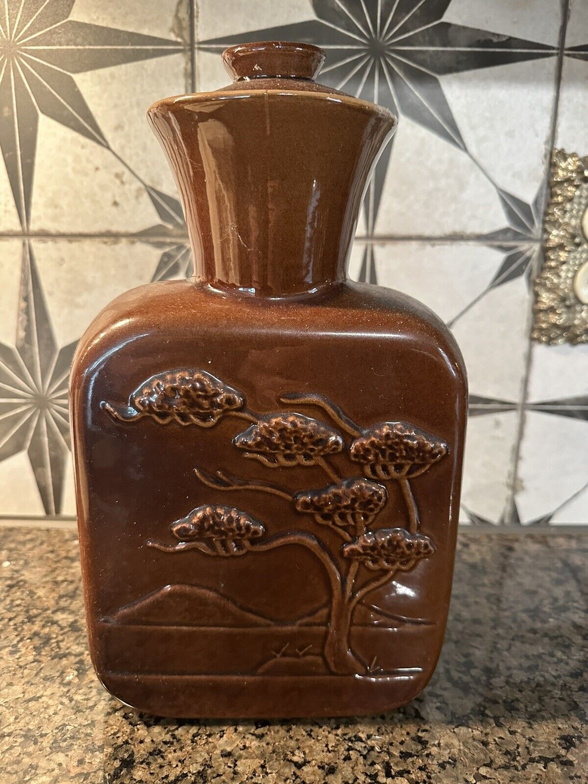 Vintage Rare Frankoma Ceramic Vase J.E. Franks Bonsai 10” Asian