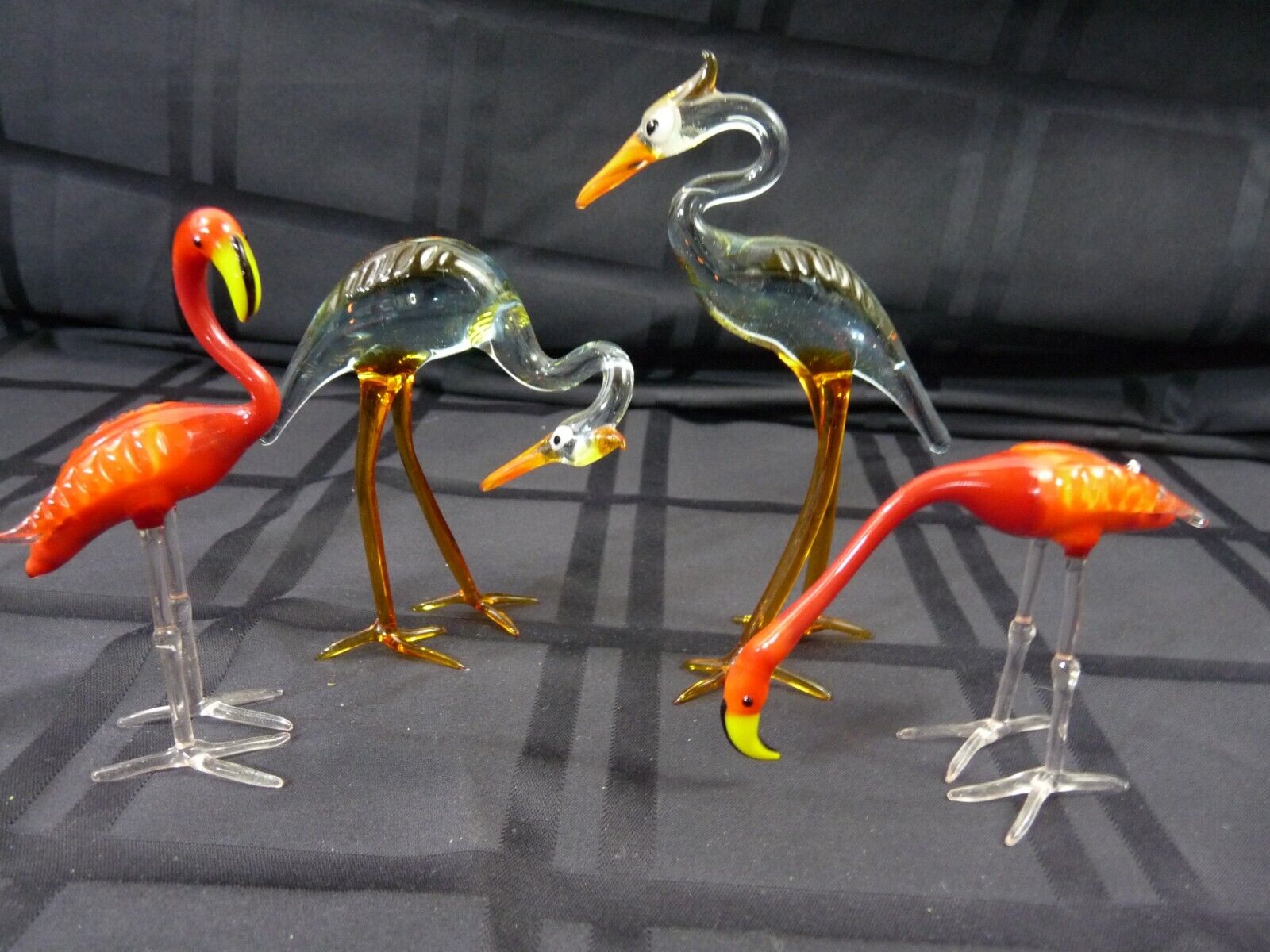 High End Vintage Crystal Decorative Long Neck Bird Colorful Figurine