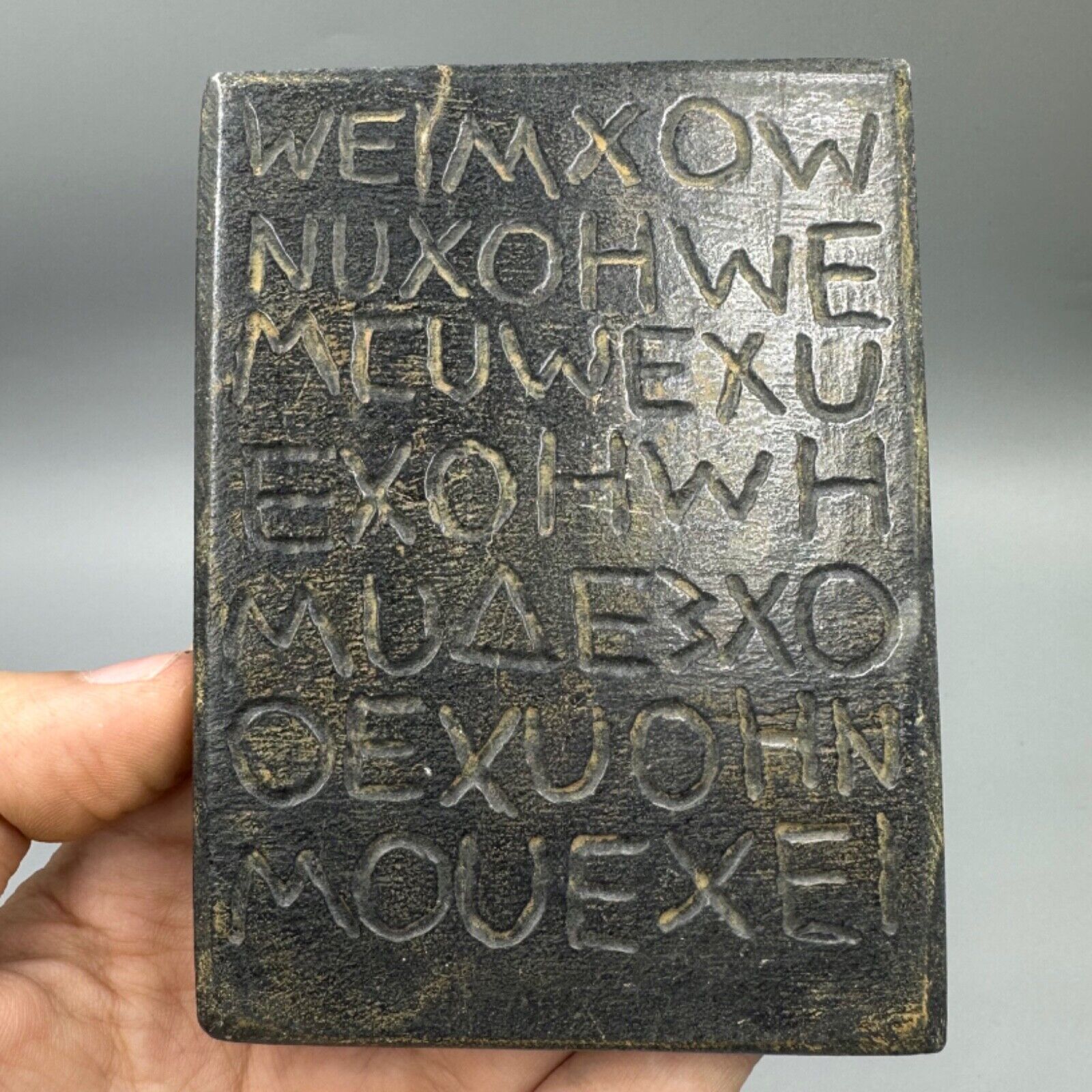 Stunning Rare Ancient Greek Roman Writing Black Stone Tablet E