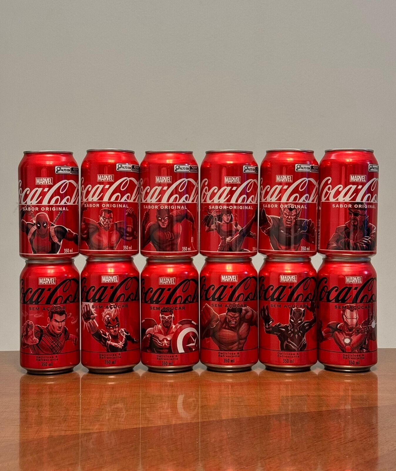 Complete Collection of Coca Cola 350ml cans Marvel Brazil
