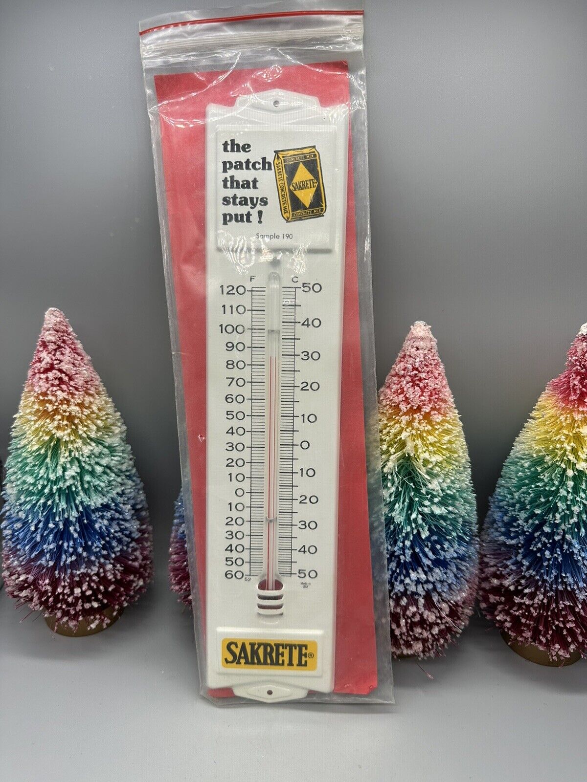 Vintage Sakrete Cement Mix Metal Thermometer Sales man Sample NOS Advertising
