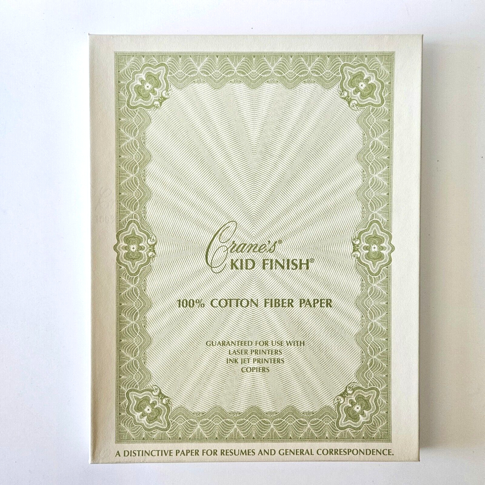 Vintage Crane's Kid Finish 100% Cotton Fiber Paper EcruWhite & Grey Flannel-READ