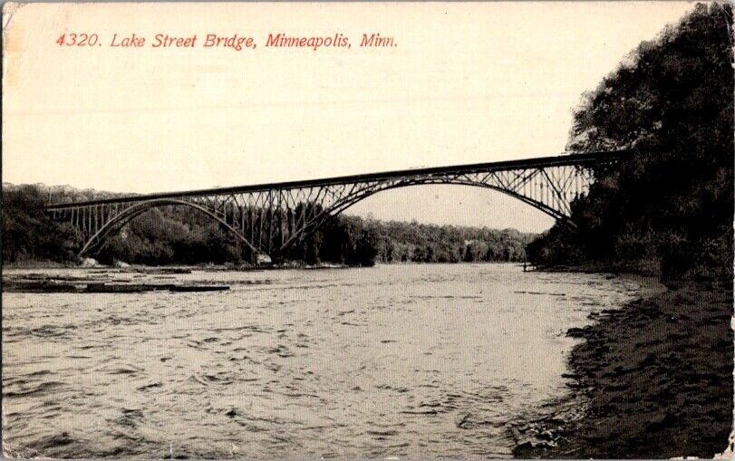 Vintage Postcard Lake Street Bridge Minneapolis MN Minnesota c.1907-1915   I-091