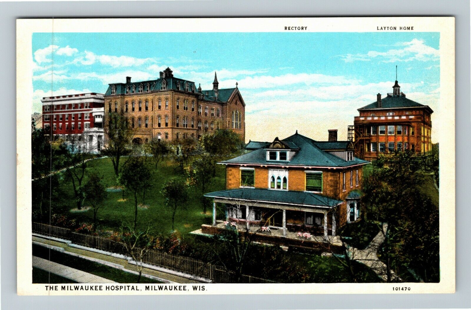 Milwaukee WI-Wisconsin, The Milwaukee Hospital Vintage Postcard