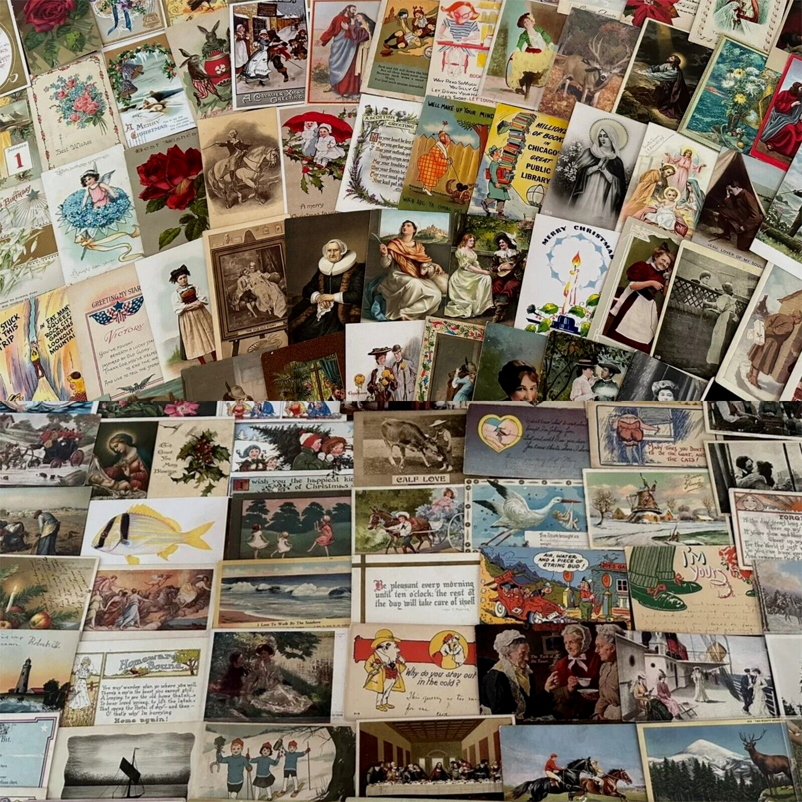 Huge Lot of 500  +++ Topical ~Greetings Postcards DAMAGED- SCRAPBOOK CRAFTS