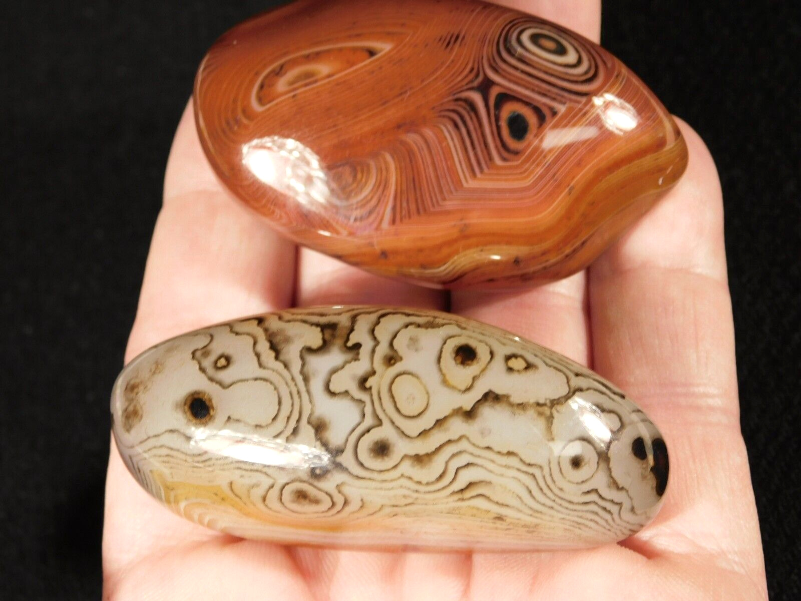 TWO Highly Polished Banded Agate Pebbles Madagascar 127gr