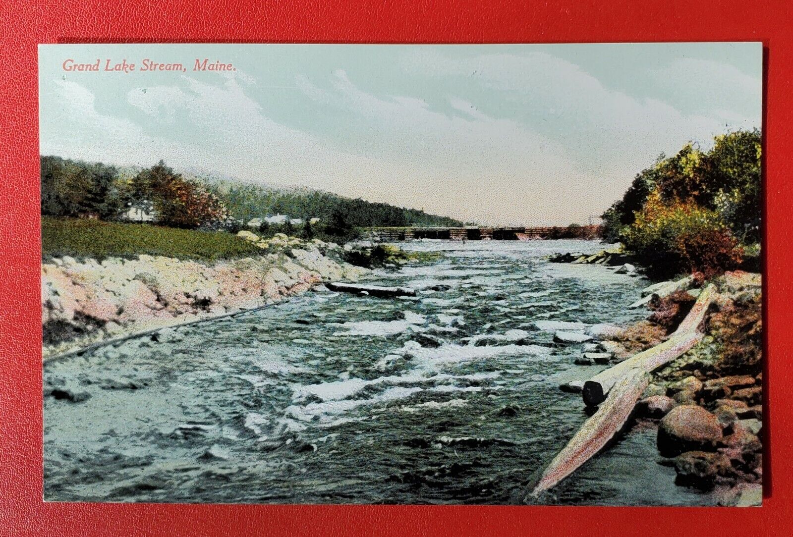 Head Tide, Maine Grand Lake Stream Rapids Bridge 1900s Antique Postcard D99