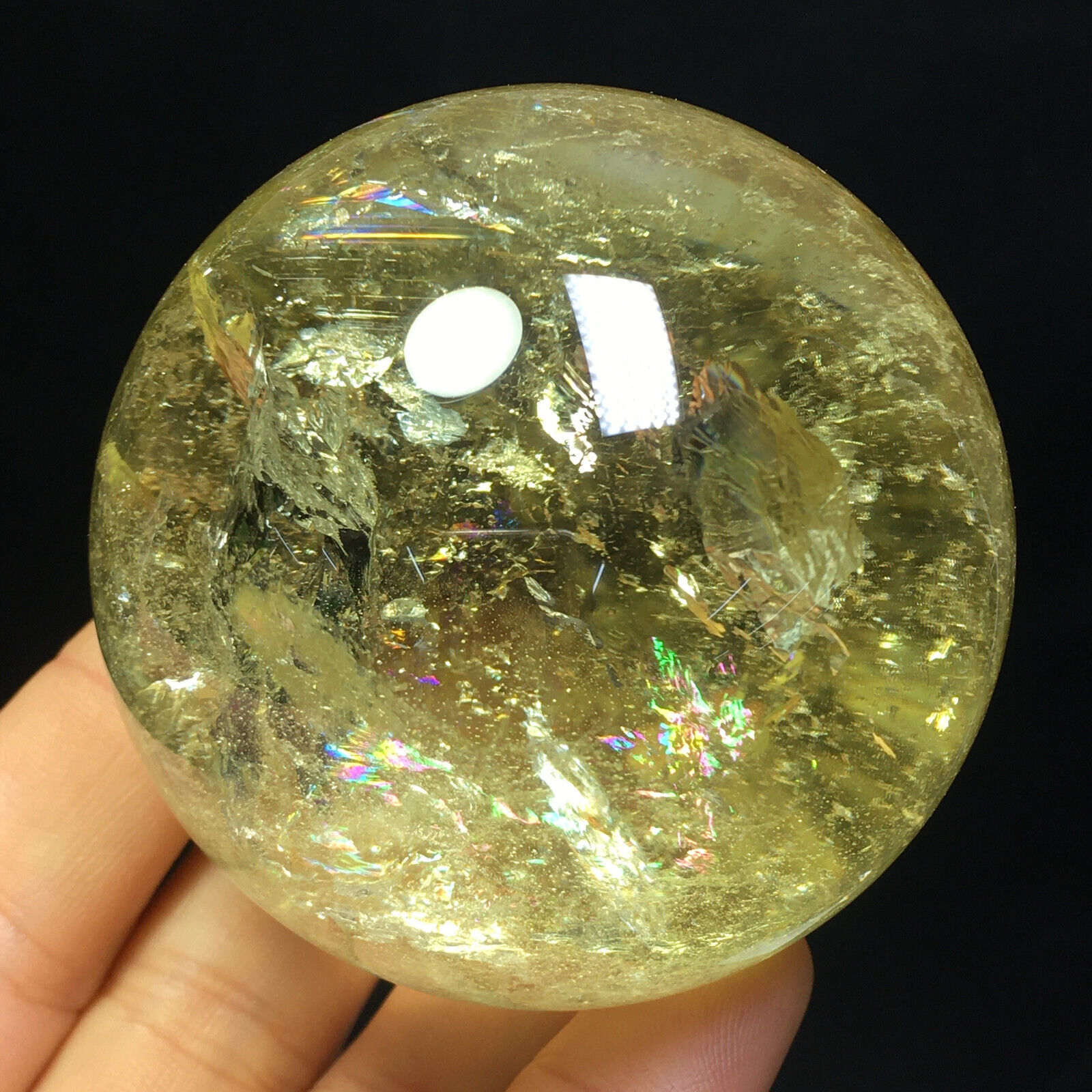 225g Natural Citrine Quartz Sphere Crystal Energy Ball Reiki Healing Gem Decor