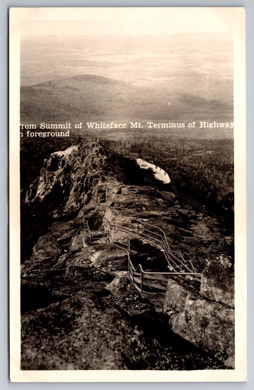 From Summit of Whiteface Mt. Terminus of Highway. NY Photo Postcard RPPC