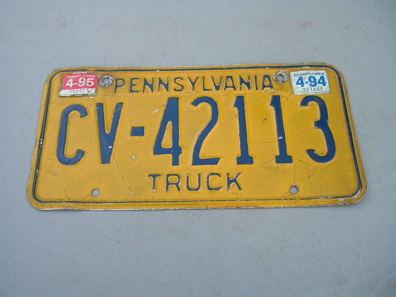 Pennsylvania 1995 Truck License Plate CV 42113