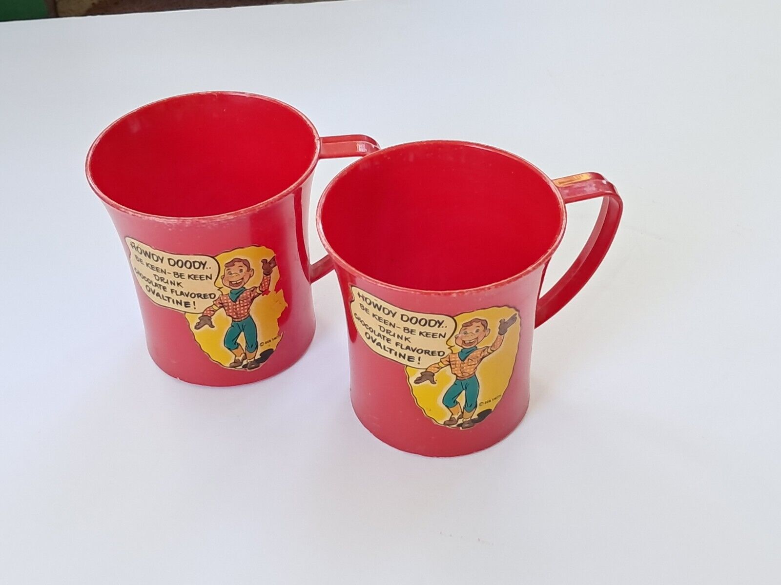 VTG 1950\'S HOWDY DOODY OVALTINE DRINKING CUP Red 2