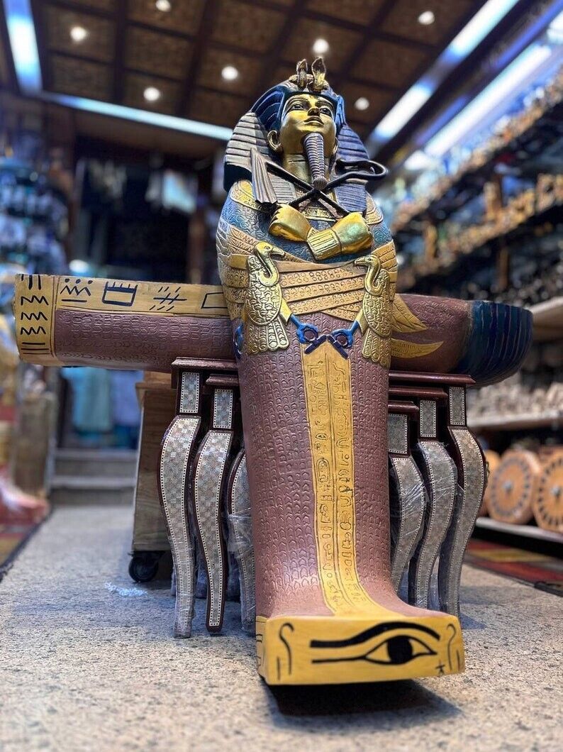 Rare Handcrafted King Tutankhamun Golden Sarcophagus Replica