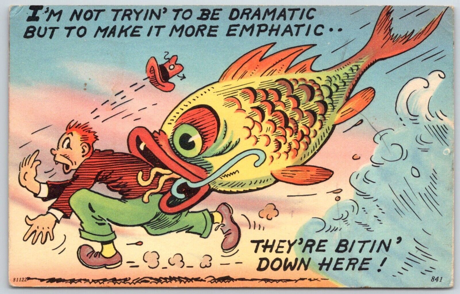 COMIC Humor Postcard The Fish Are Biting \