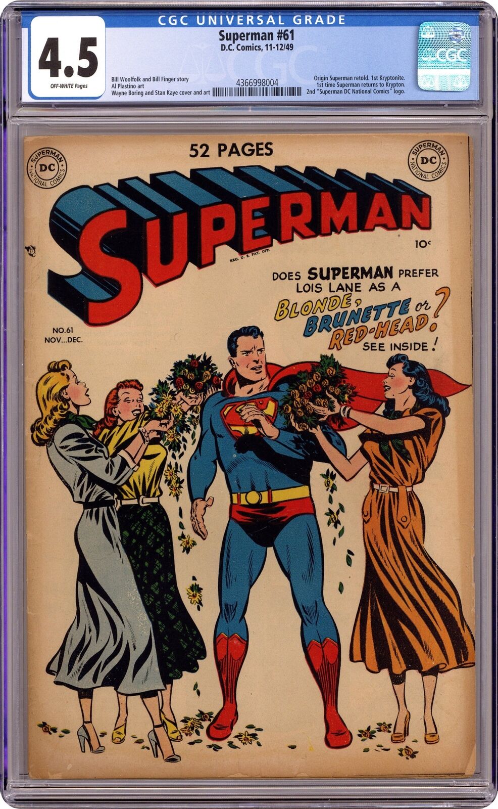 Superman #61 CGC 4.5 1949 4366998004 1st app. kryptonite