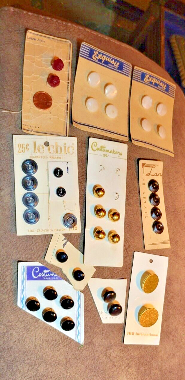 Assorted Lot of Vintage Buttons on Cards