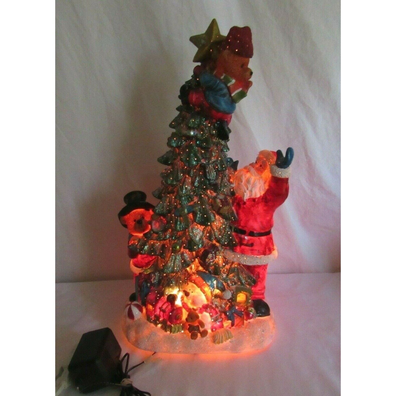 Vintage Lighted Christmas Tree with Santa Snowman Bear 20
