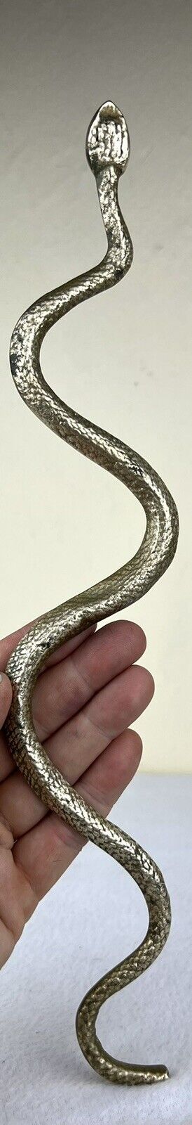 Vintage Brass Snake Figurine 12 7/8” Slithering Realistic Goth Cottage Core