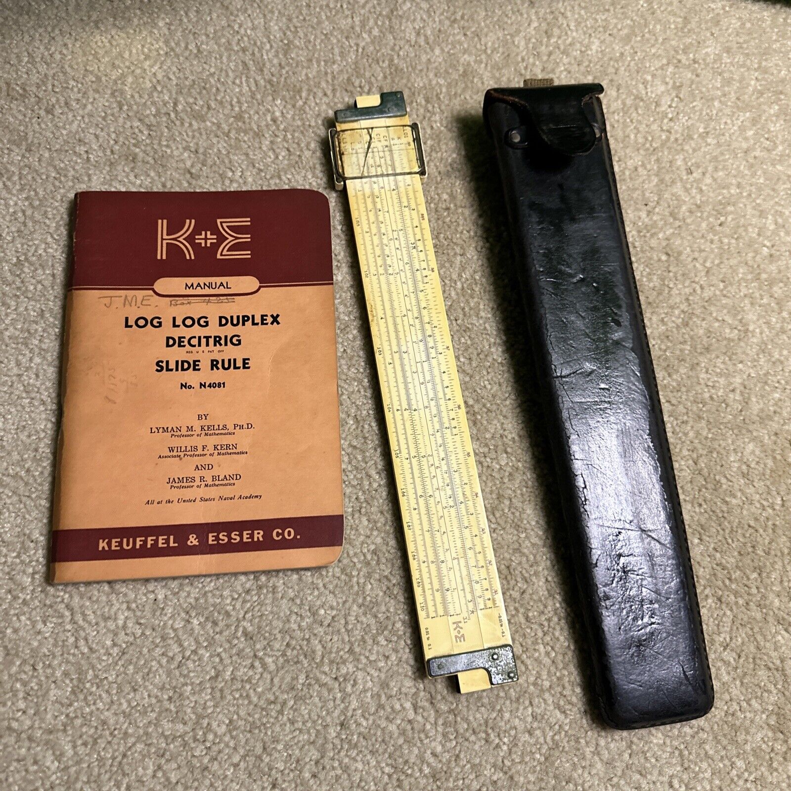 Vintage Keuffel & Esser K&E N4081-3 Log Log Duplex Decitrig Slide Ruler+manual