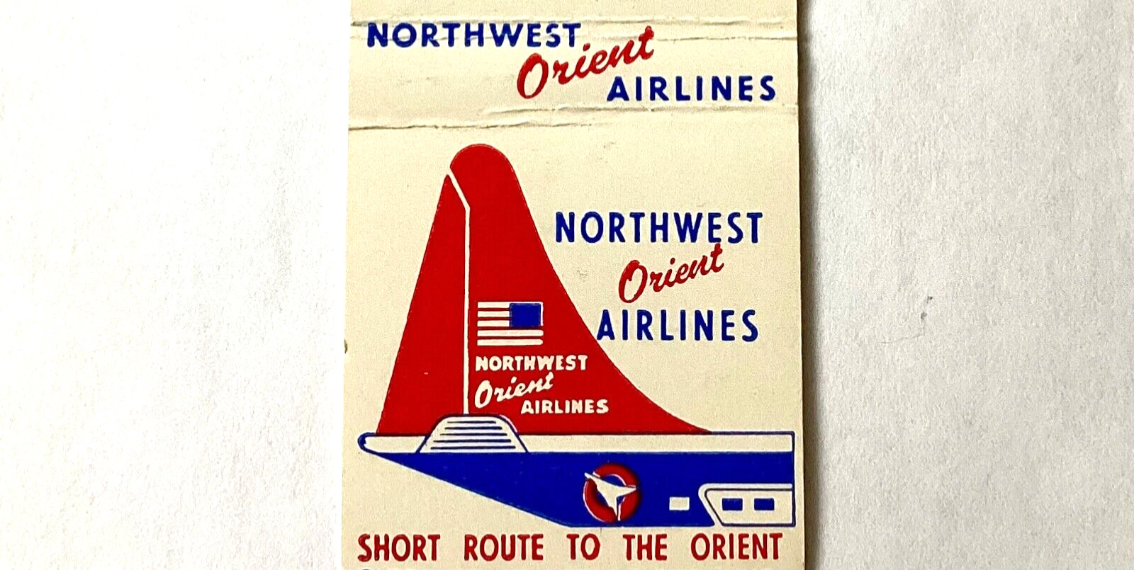 1940’S NORTHWEST ORIENT AIRLINES “SHORT ROUTE TO THE ORIENT” MATCHBOOK COVER