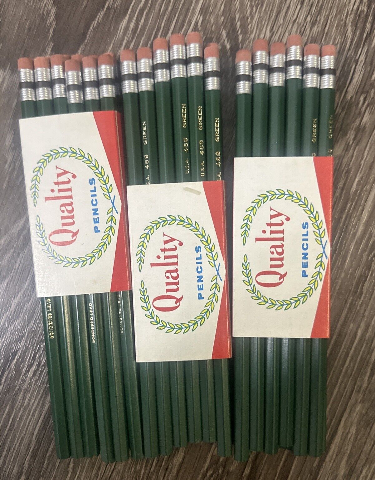 12 VINTAGE Quality Thick  Green Lead PENCILS - MADE IN USA - UNUSED Lot 3