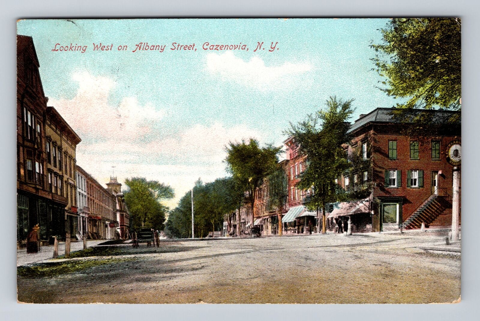 Cazenovia NY-New York, Looking West On Albany Street, Vintage c1908 Postcard