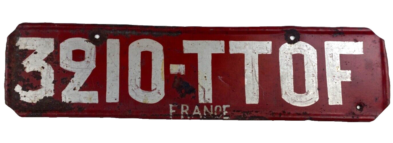 Vintage 1950s France French Tourist License Plate Man Cave Wall Decor Collector